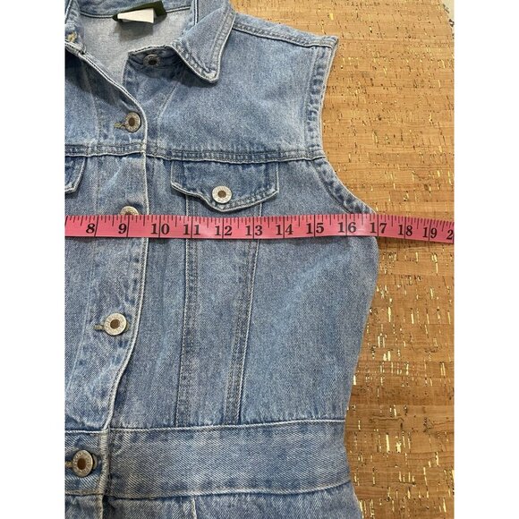 Vintage 90s Denim Floral Print Maxi Dress Boho Cottage Grunge Light Wash Size S - Picture 10 of 16